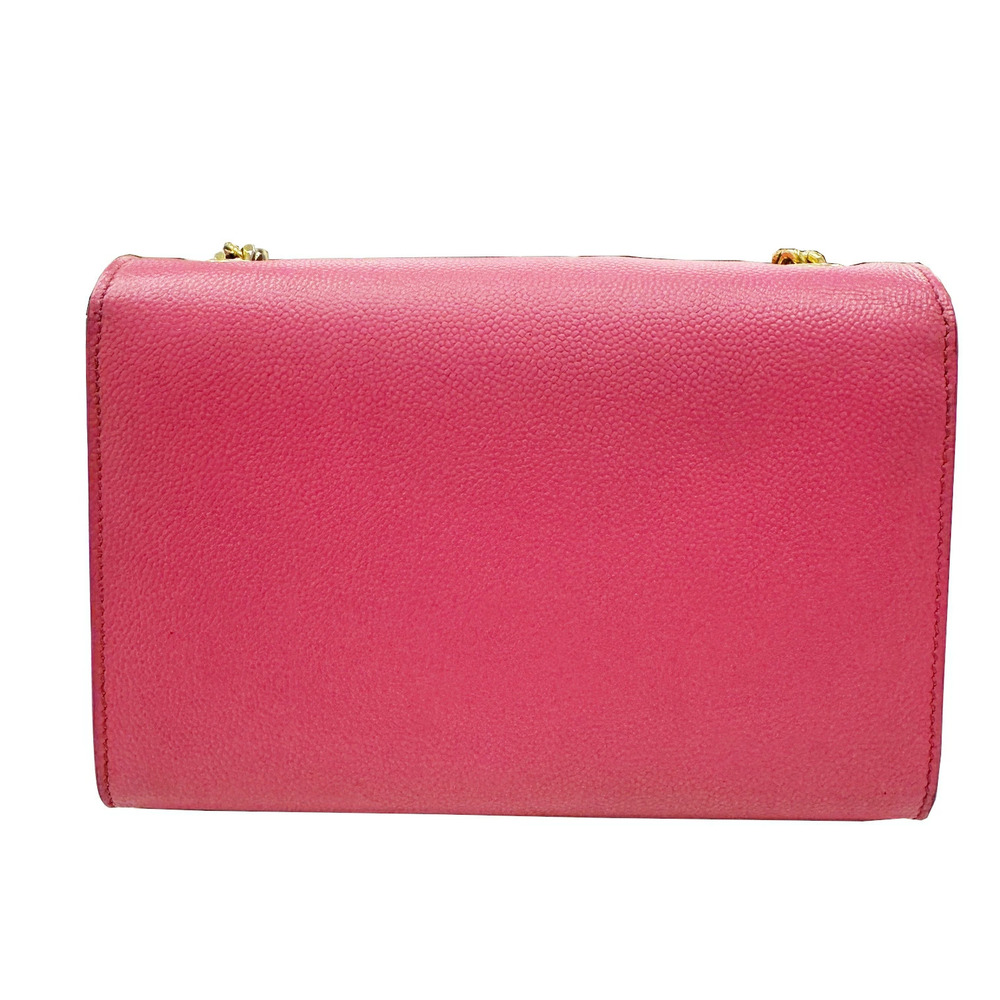 SAINT LAURENT PARIS Kate Chain Shoulder Bag Pink Leather